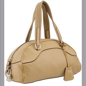 Prada Beige Leather Bowler Bag